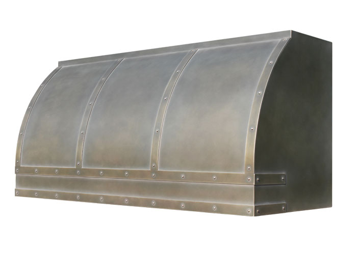Barrel Range Hood with Custom Zinc Patina