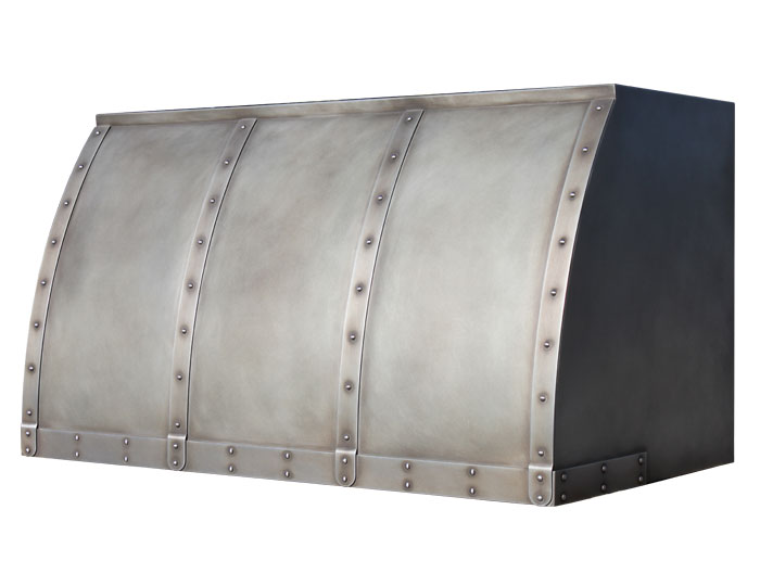 Barrel Range Hood in Vintage Zinc