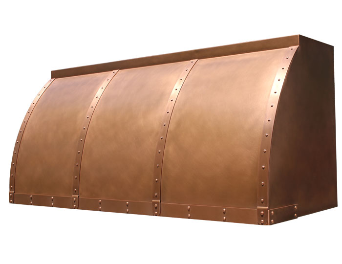 Barrel Range Hood in Light Brown Copper