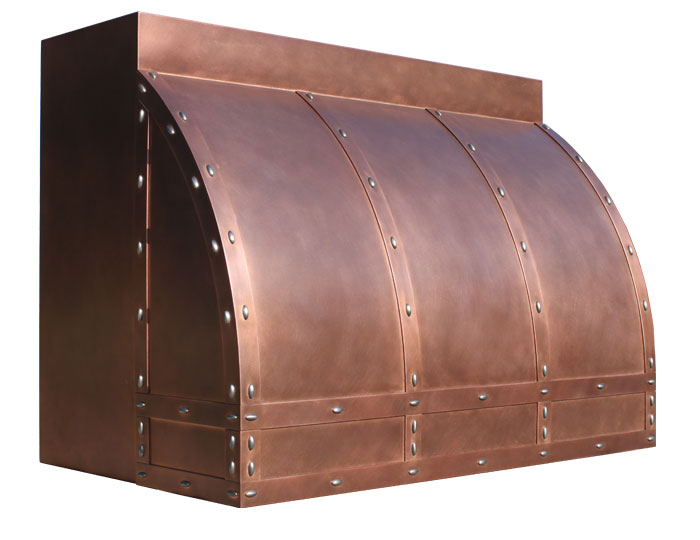 Barrel Range Hood in Medium Antique Copper