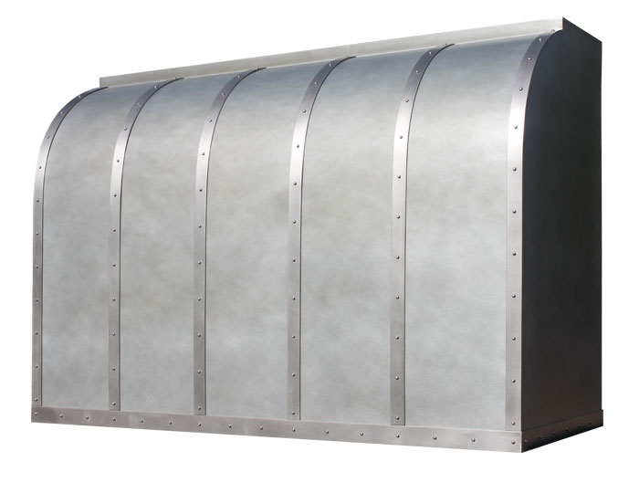 Barrel Range Hood in Light Antique Zinc