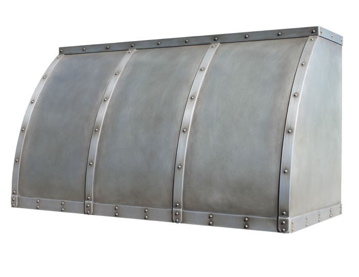Barrel Range Hood in Vintage Zinc