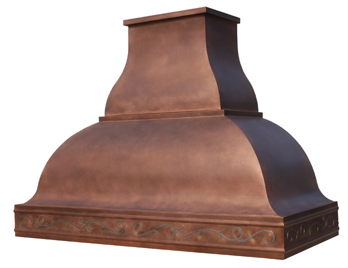 Custom Belle Range Hood in Antique Copper