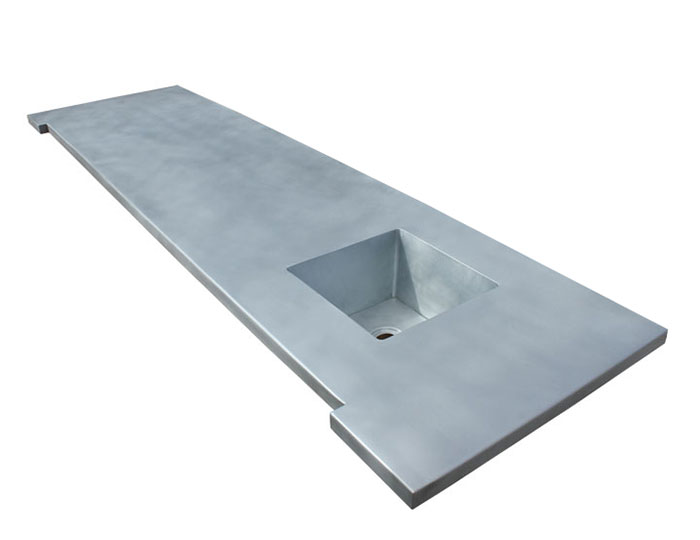 Natural Zinc Countertop with Welded in Sink