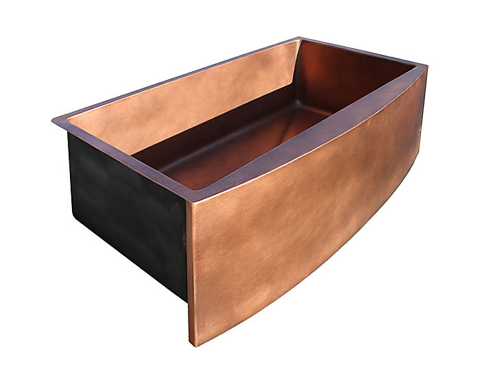 Curved Apron Farmhouse Sink ~ Medium Brown Copper